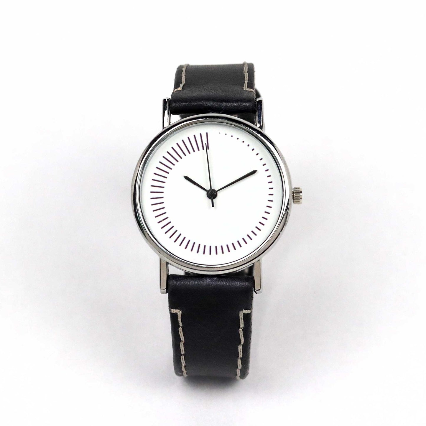 minimalist watch design with black strap
