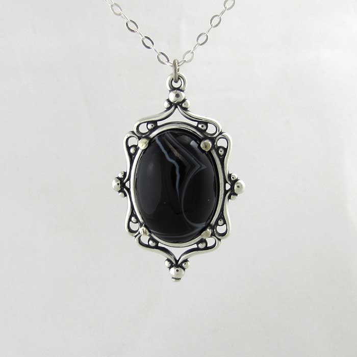 Black Agate Cameo Pendant - TheExCB