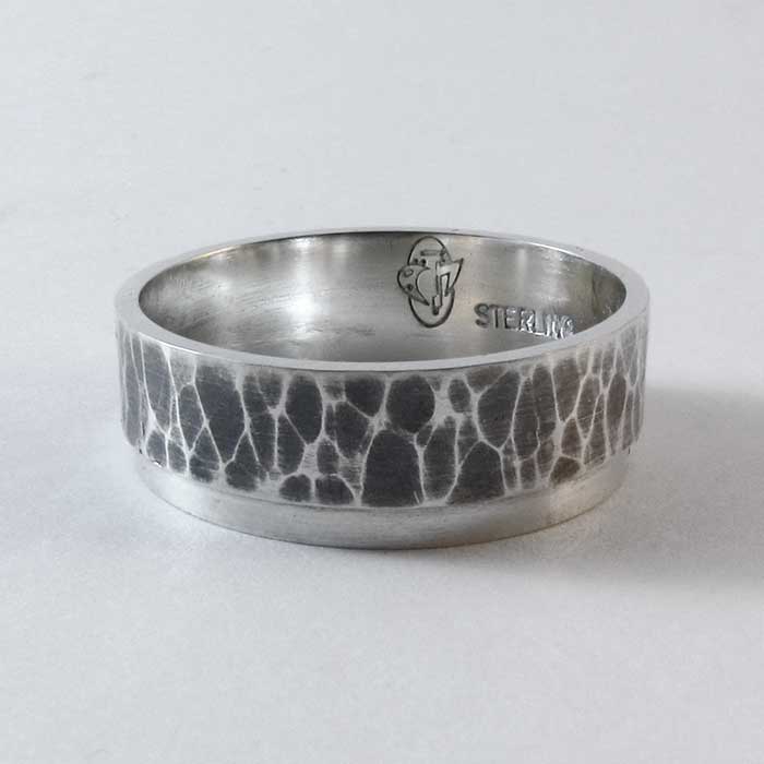 Split Level Hammered Wedding Band - TheExCB