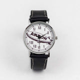 city of akron wrist watch with a black strap