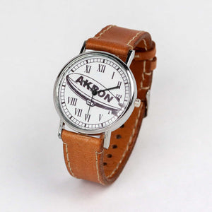 city of akron wrist watch with a black strap