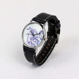 tentacle black leather wrist watch
