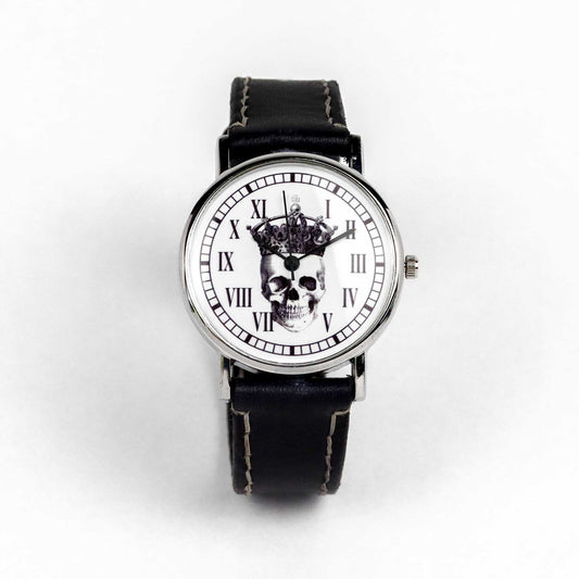 Skull and Crown Wrist Watch with black strap