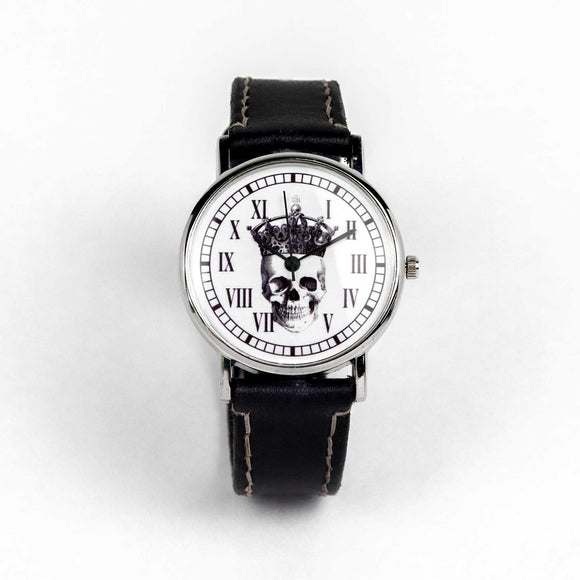 Skull and Crown Wrist Watch with black strap