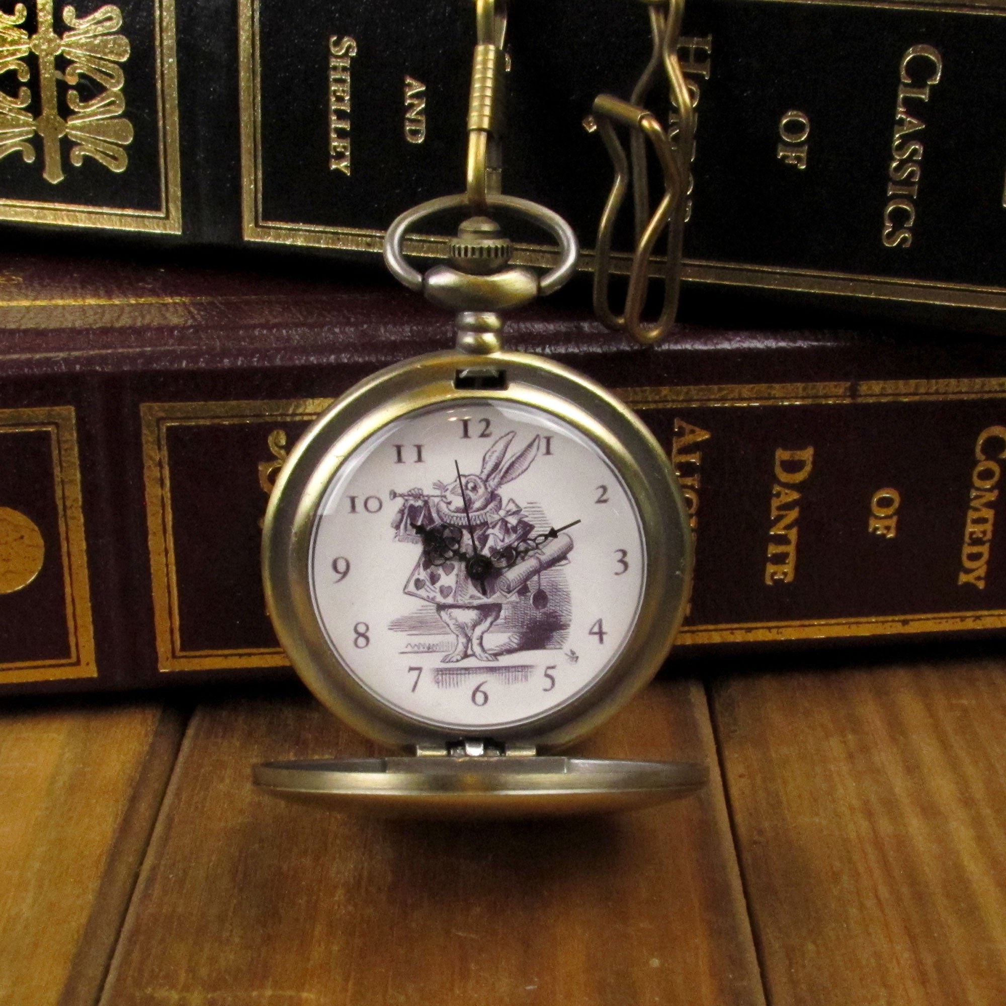 Disney Rare Alice In Wonderland White Rabbit Pocket Watch